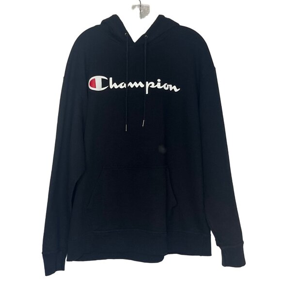 Champion Hoodie Mens XL Black Spell Out Athletic Workout - Picture 1 of 9